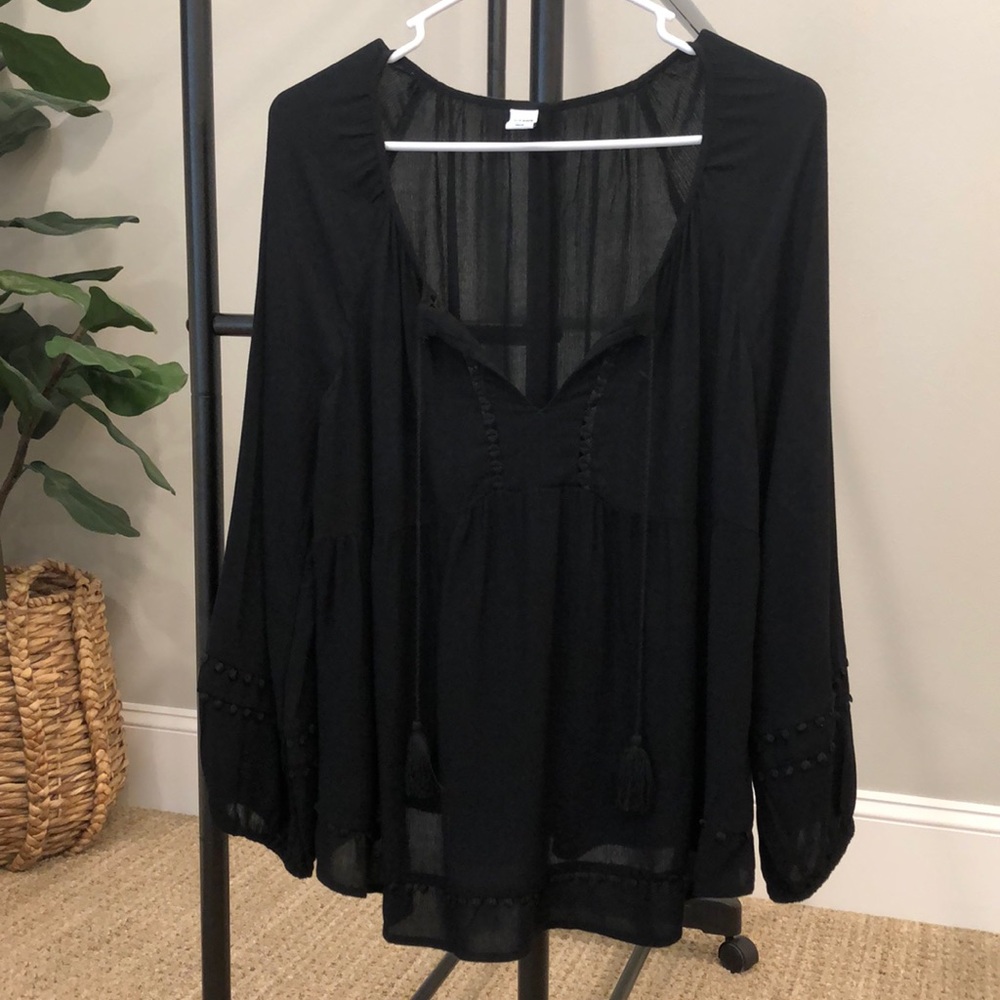 Black boho blouse